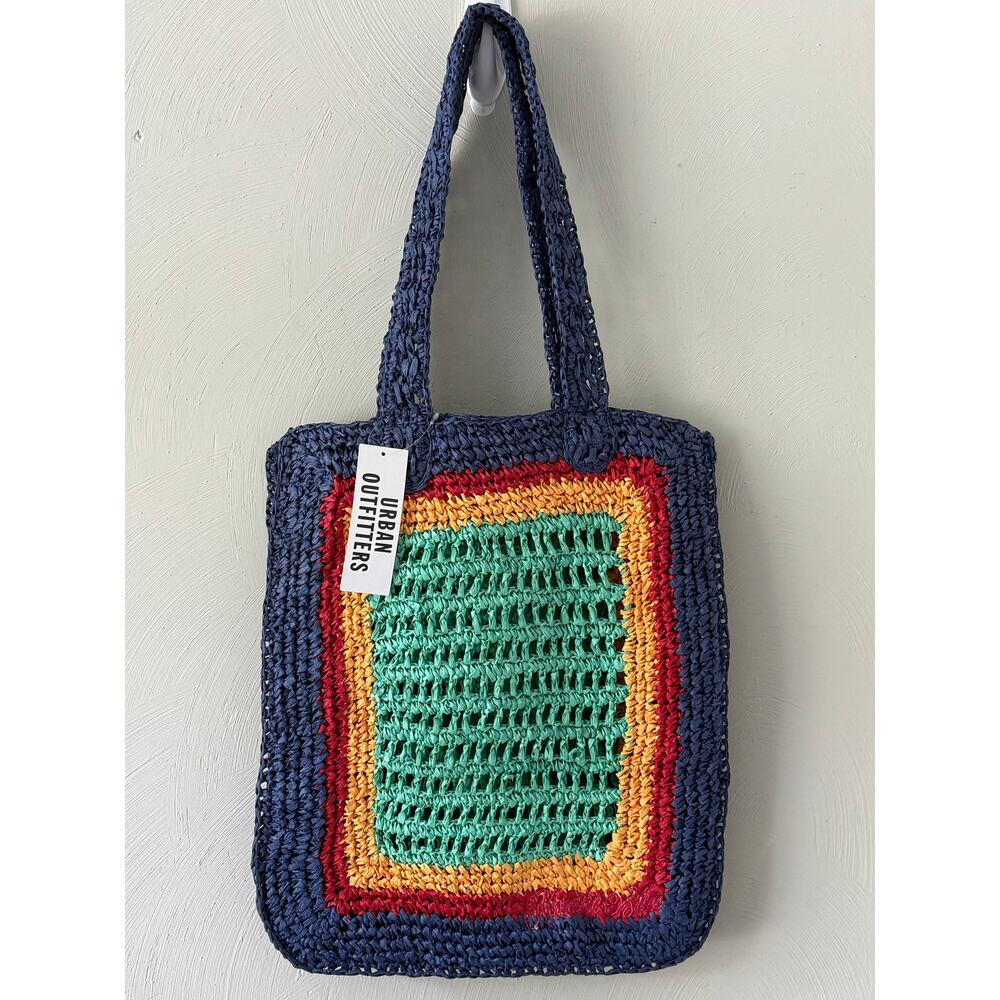 NWT Urban Outfitters Woven Raffia Tote Bag Colorful